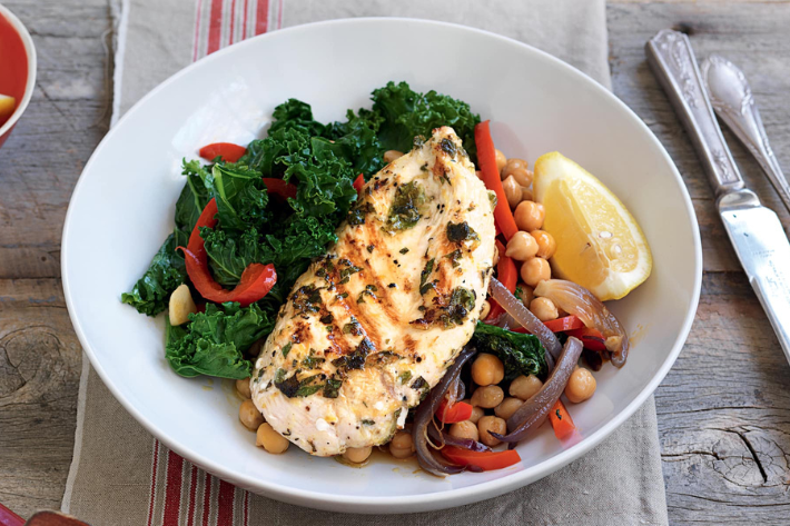 Lemon Chicken with Chickpeas and Kale
