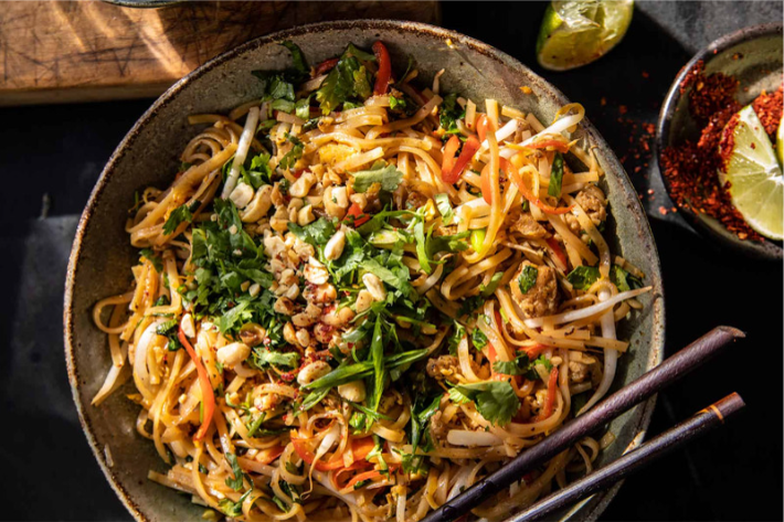 Thai Chicken and Vegetables with Thin Rice Noodles